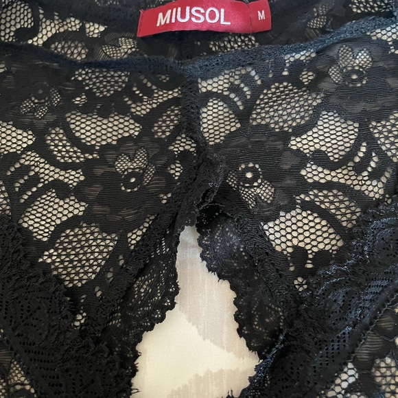 Miusol Cocktail Dress Deep V Tank Lace Floral Size M - Picture 7 of 8